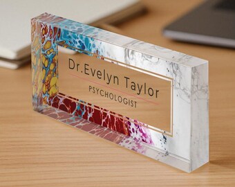 Personalized Office Desk Plate | Acrylic Name Plate | Desk Plaque | Custom Office Decor | Teacher Name Plate | Psychologist Name Plate
