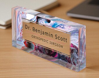 Doctor Desk Name Plate – Personalized Acrylic Name Plaque | Modern Desk Plaque for Creative Workspaces | Surgeon Acrylic Name Plate