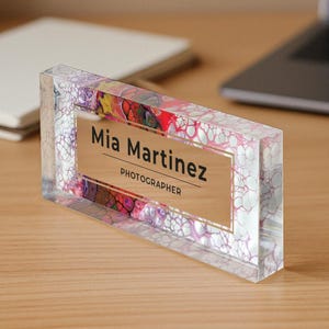 Personalized Acrylic Desk Name Plate | Custom Office Desk Plaque with Name & Title Acrylic Name Plate | Desk Plaque | Acrylic Desk Plaque
