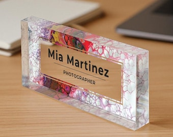 Personalized Acrylic Desk Name Plate | Custom Office Desk Plaque with Name & Title Acrylic Name Plate | Desk Plaque | Acrylic Desk Plaque