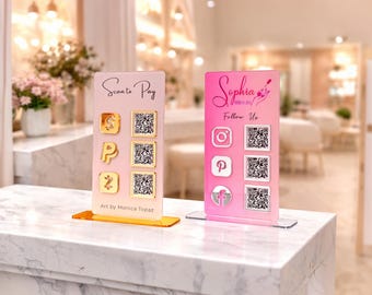 Custom QR Code Sign For Business, Social Media Payment Display, Scan To Pay Sign