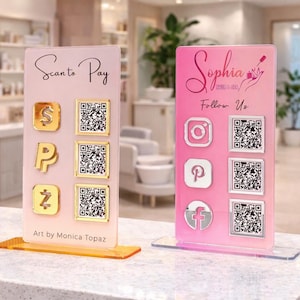 Custom Acrylic QR Code Business Sign, Social Media Payment Display image 8