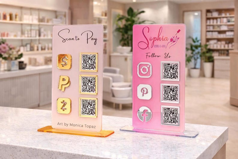 Custom Acrylic QR Code Business Sign, Social Media Payment Display image 8