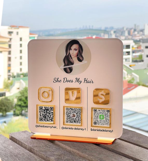 Custom Acrylic QR Code Sign, Social Media Scan To Pay, Business Logo, Nail Salon