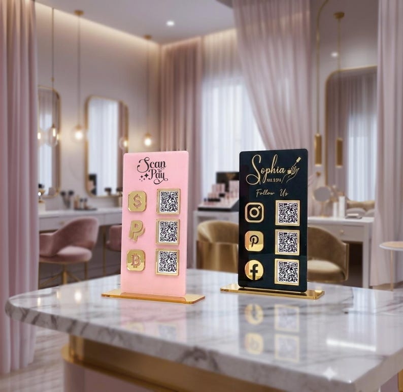 QR code sign
Social Media sign
Business Signage
Beautician Sign
Connect with us
mini sign
payment sign
acrylic sign
scan to pay sign
qr code aufsteller
tip sign
social media plaque
qr code stand