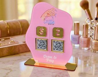 Custom QR Code Sign For Business, Social Media Scan To Pay, Payment Sign, Salon Sign