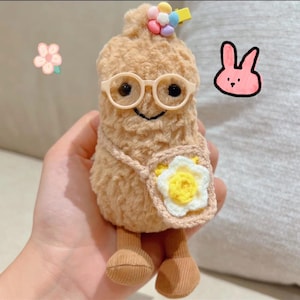 Crocheted Plush Costume: Handmade Peanut Toy Hat and Bag Set