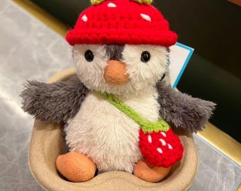Adorable disfraz de fresa de peluche de crochet - Gorro de juguete Jellycat para todas las edades - Traje de peluche hecho a mano