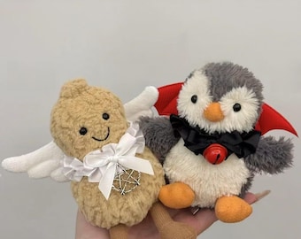 Adorable Crocheted Plush Costume - Angel and Demon - Peanut Toy Hat for All Ages - Handmade Plushie Outfit