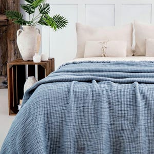 Dekbed van biologisch katoenen mousseline, 8-laags ademende zomerquilt, extra grote kingsize sprei afbeelding 13