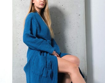 Mousseline loungekleding, kamerjas 100% biologisch katoen, kamerjas bruidsmeisje