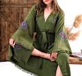 Organic Cotton Kimono Robe, Hand-Detailed Evil Eye Motif, Turkish Muslin Beach Cover-up product logo