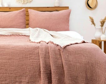 Parure de lit en mousseline de coton turc bio : couverture en gaze extra douce