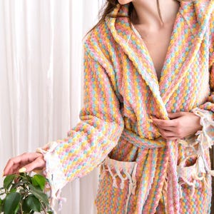 Handwoven Organic Cotton Bubble Robe: Bath & Spa