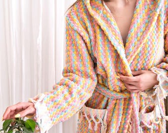 Handwoven Organic Cotton Bubble Robe: Bath & Spa
