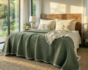 Edredom de musselina de algodão orgânico com 8 camadas: extra macio, para todas as estações, respirável, quente e reversível.