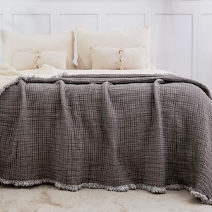 Dekbed van biologisch katoenen mousseline, 8-laags ademende zomerquilt, extra grote kingsize sprei afbeelding 15