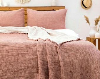 Organic Turkish Cotton Muslin Bedding Set: Extra Soft Gauze Blanket