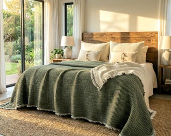 Oversized King Muslin Quilt, 8 Layer Breathable Cotton, Extra Soft Pre-washed