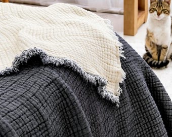 Extra Soft Organic Cotton Muslin Comforter: Breathable King Size Quilt