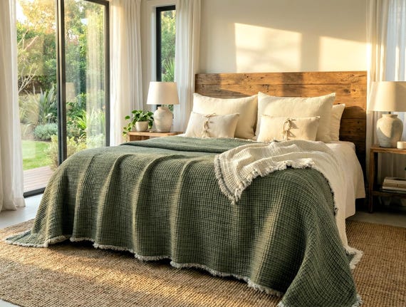 Oversized King Muslin Quilt, 8 Layer Breathable Cotton, Extra Soft Pre-washed