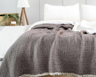 Queen Size Muslin Cotton Comforter: Extra Soft Turkish Organic Quilt