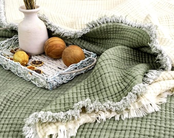 Kingsize quilt van biologisch katoenen mousseline: extra zacht Turks katoenen dekbed