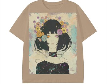 Punk Girl Flower Headdress Sepia Art Nouveau Unisex Tee-Unisex Classic T-Shirt-
