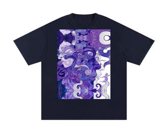 Purple Wave Profile Avant Faces Smoke Swirl Unisex Tee Unisex Vintage Wash Distressed T-ShirtUnisex Pure Cotton T-Shirt-