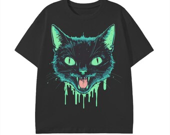 Black Cat Neon Lime Green Goo Punk Grunge Festival Unisex Classic T-Shirt