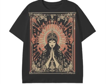 Retro mystic art noveau Levant boho prayer festival eace prayer goddess Unisex Classic T-Shirt - 180 GSM