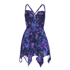 Ultramarine Blue Purple Woodland forest Shaman Goddess rave festival fairy Strappy Dress