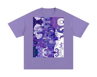 Purple Wave Profile Avant Faces Smoke Swirl Unisex Tee Unisex Vintage Wash Distressed T-ShirtUnisex Pure Cotton T-Shirt