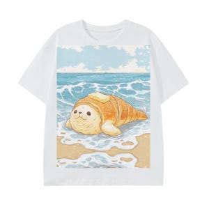 Anime Beach Buttered Seal Croissant Pastry Lump Graphic Unisex Classic T-Shirt-