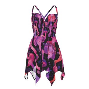 Jellyfish Pastel Laava lamp Anime Drip Neon Glow Purple Pink Pastel Rave Yokai Goddess fairy strappy Women's Slip Dress