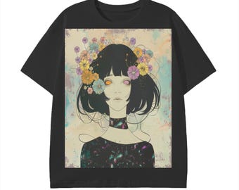Punk Girl Flower Headdress Sepia Art Nouveau Unisex Tee-Unisex Classic T-Shirt-
