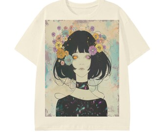 Camiseta unisex estilo Art Nouveau con tocado de flores y estampado sepia de chica punk - Camiseta clásica unisex
