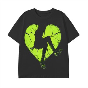 Cracked Shadow Punk Heart Combat Boot Goth Girl Grunge Festival Goth Graphic Neon Yellow Unisex Classic Graphic soft T-Shirt
