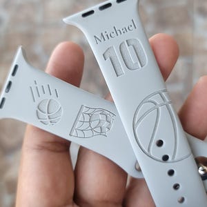 Personalizowany pasek do zegarka dla kibica koszykówki kompatybilny z paskiem Apple iWatch Silikon 38/40/41 42/44/45/49 Pasek grawerowany laserowo Sportowy prezent