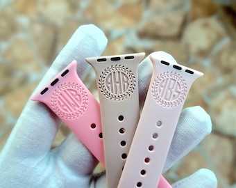 Pulseira personalizada para Apple Watch: Pulseira de silicone com monograma gravado