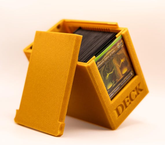 deck box for 100 double sleeved cards Mage Tech Commander Deck Box for MTG – Patented Design, Commander Display, Fits 100 Double-Sleeved Cards, 35pt Magnetic Card Holder & Dice main image 1