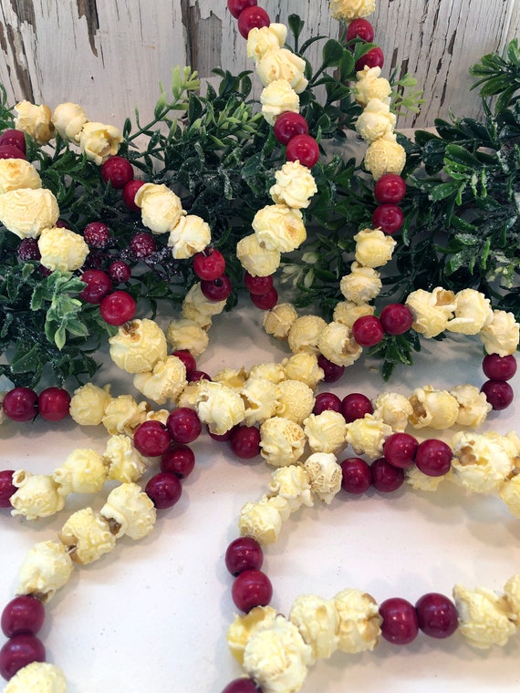 CINNAMON Scented Popcorn Garland with Red Beads - Availability Ends 12/1