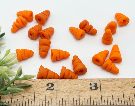 Tiny Polymer Clay Snowman Carrot Noses: DIY Craft Supplies - Set of 3