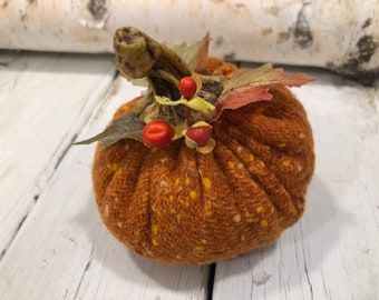 Charming Wool Fall Thanksgiving Pumpkin Home Decor Resin Pumpkin Stems Velvet Type