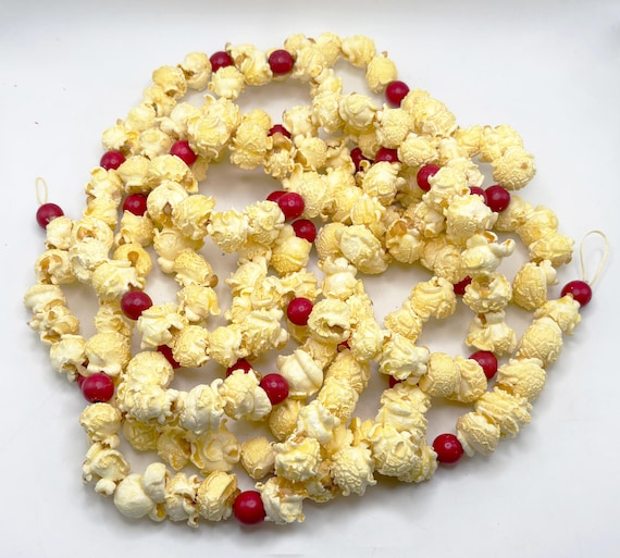 Real Popcorn CINNAMON Scented Garland Beeswax Coated Christmas Tree Traditional Rustic Holiday Decor (5/1)Cinn