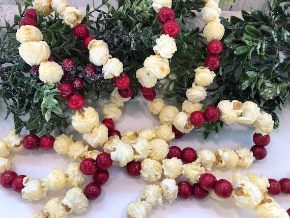 ONE 9 Foot Real Popcorn Garland Christmas Tree 9' Traditional Rustic Holiday Beeswax (3/2)
