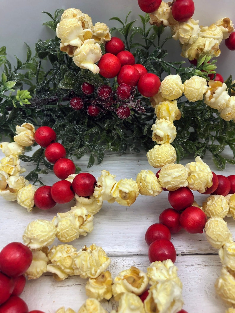Real Christmas Tree Popcorn Garland 9' Traditional Rustic Etsy
