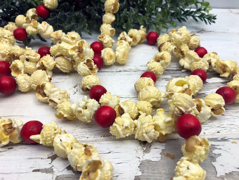 Real Christmas Tree Popcorn Garland 9' Traditional Rustic Etsy