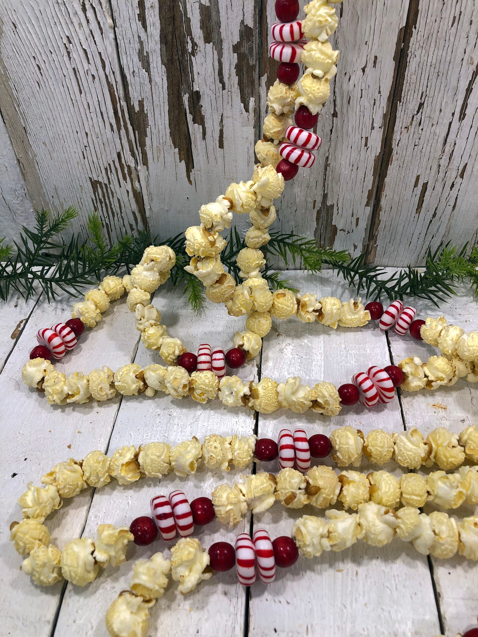 Real Popcorn Garland Christmas Tree Cinnamon Peppermint Etsy