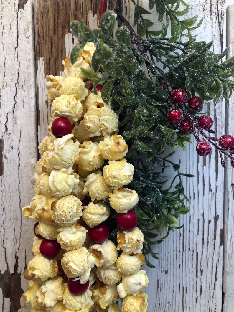Real Christmas Tree Popcorn Garland 9' Traditional Rustic Etsy